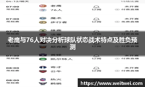 老鹰与76人对决分析球队状态战术特点及胜负预测